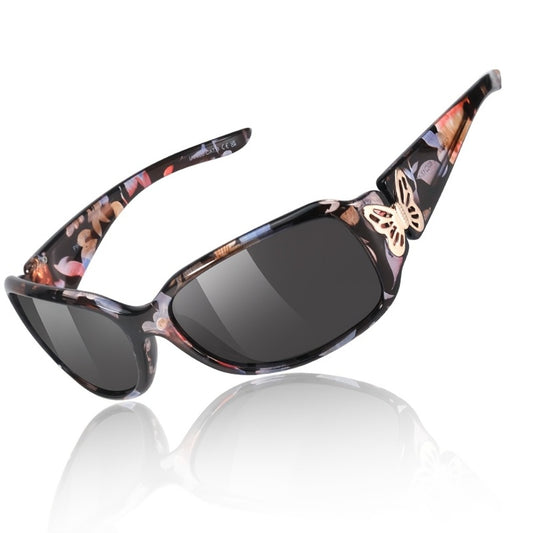 Sunglasses for Women - Wrap Around for , Polarized Butterfly Decor Fashion Glasses with UV - main product view