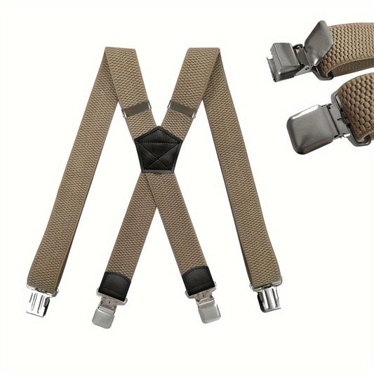 Suspenders & Braces - Heavy Duty for Men 1.5 Inch Wide X-Back 4 Strong Metal Clamps Adjustable - main product view