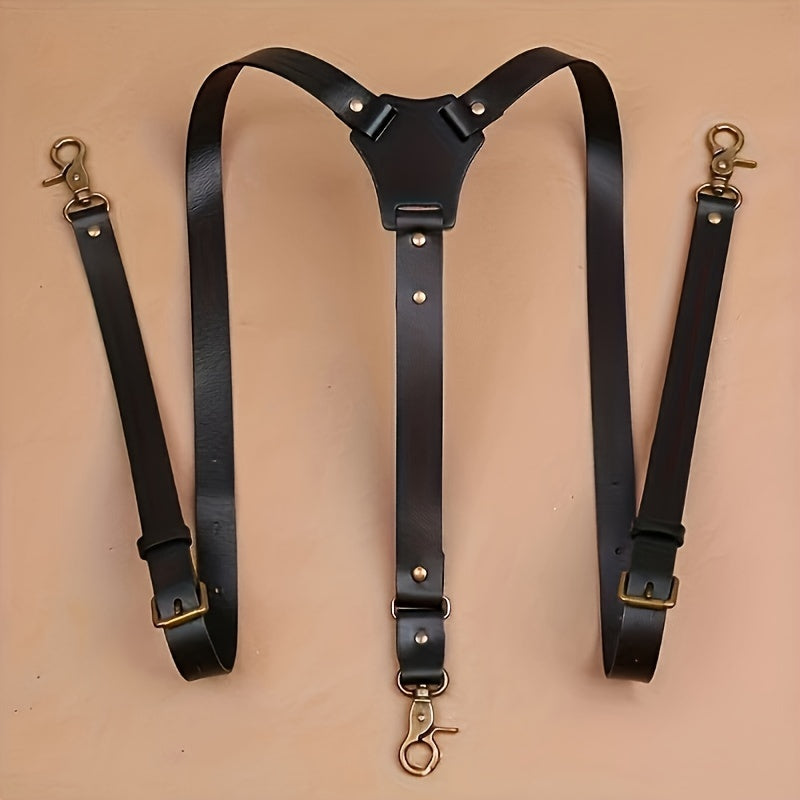 Suspenders & Braces - for Men Retro Faux Leather Fashion Elegant Adjustable Elastic Brace Formal - product detail view 7