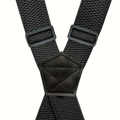 Suspenders & Braces - Work for Men Wide X-Back Heavy Duty 4 Clips 120cm Elastic Adjustable Strap - product detail view 4