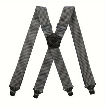 Suspenders & Braces - Work for Men Wide X-Back Heavy Duty 4 Clips 120cm Elastic Adjustable Strap - product detail view 9