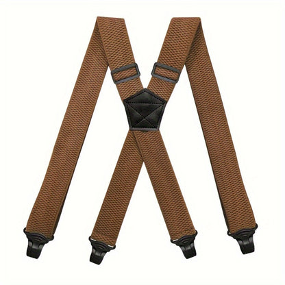 Suspenders & Braces - Work for Men Wide X-Back Heavy Duty 4 Clips 120cm Elastic Adjustable Strap - product detail view 13