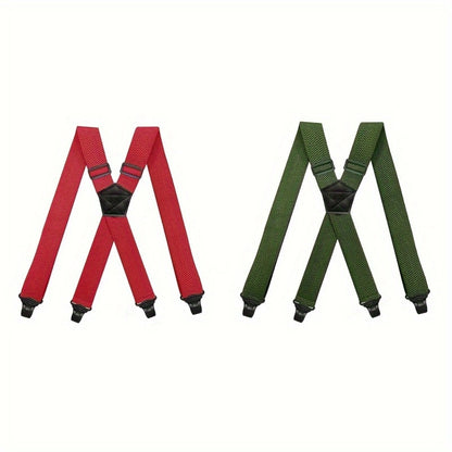Suspenders & Braces - Work for Men Wide X-Back Heavy Duty 4 Clips 120cm Elastic Adjustable Strap - product detail view 16