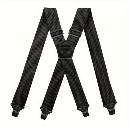 Suspenders & Braces - Work for Men Wide X-Back Heavy Duty 4 Clips 120cm Elastic Adjustable Strap - product detail view 19