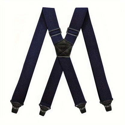 Suspenders & Braces - Work for Men Wide X-Back Heavy Duty 4 Clips 120cm Elastic Adjustable Strap - product detail view 20