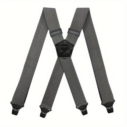 Suspenders & Braces - Work for Men Wide X-Back Heavy Duty 4 Clips 120cm Elastic Adjustable Strap - product detail view 21