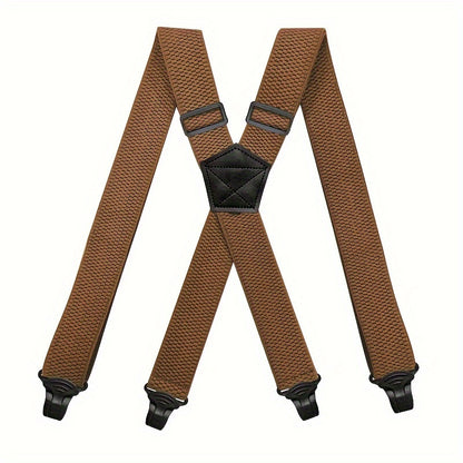 Suspenders & Braces - Work for Men Wide X-Back Heavy Duty 4 Clips 120cm Elastic Adjustable Strap - product detail view 23
