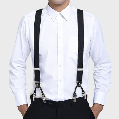 Suspenders & Braces - for Men Y-Back PU Leather Heavy Duty Elastic Brace with 6 Metal Clips - product detail view 15