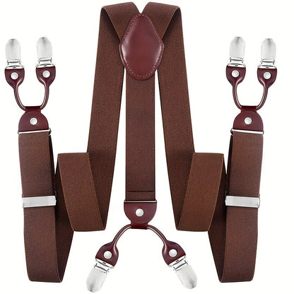 Suspenders & Braces - for Men Y-Back PU Leather Heavy Duty Elastic Brace with 6 Metal Clips - product detail view 26