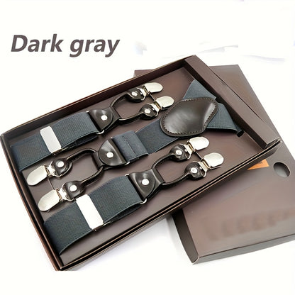 Suspenders & Braces - for Men Y-Back PU Leather Heavy Duty Elastic Brace with 6 Metal Clips - product detail view 27