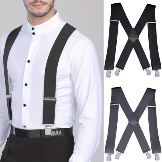 Suspenders - Heavy Duty Men X-Back 4 Clips High Elastic Adjustable Braces Formal Casual - main product view