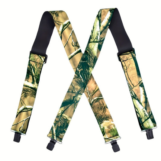 Suspenders - Wide Men 2 Inch Camouflage X-Back 4 Clips Adjustable Elastic Braces Big - main product view