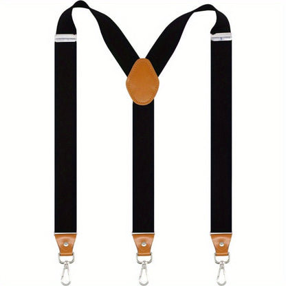 Suspenders - Y-Back Men 1.4 Inch Wide 3 Swivel Hooks Vintage Knit Elastic Adjustable - main product view