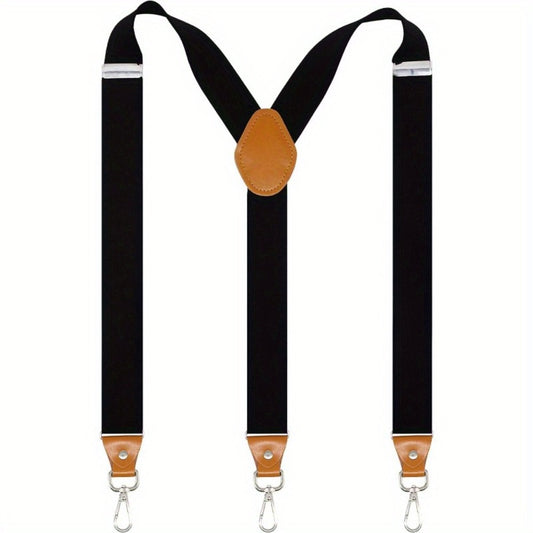 Suspenders - Y-Back Men 1.4 Inch Wide 3 Swivel Hooks Vintage Knit Elastic Adjustable - main product view