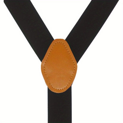 Suspenders - Y-Back Men 1.4 Inch Wide 3 Swivel Hooks Vintage Knit Elastic Adjustable - product detail view 2