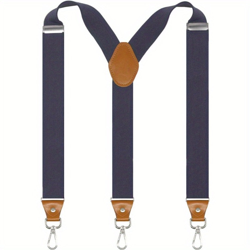 Suspenders - Y-Back Men 1.4 Inch Wide 3 Swivel Hooks Vintage Knit Elastic Adjustable - product detail view 8