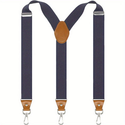 Suspenders - Y-Back Men 1.4 Inch Wide 3 Swivel Hooks Vintage Knit Elastic Adjustable - product detail view 8