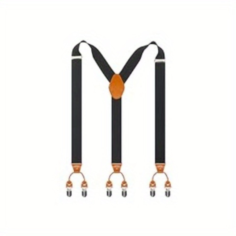 Suspenders - Y-Back Men 1.4 Inch Wide 3 Swivel Hooks Vintage Knit Elastic Adjustable - product detail view 12