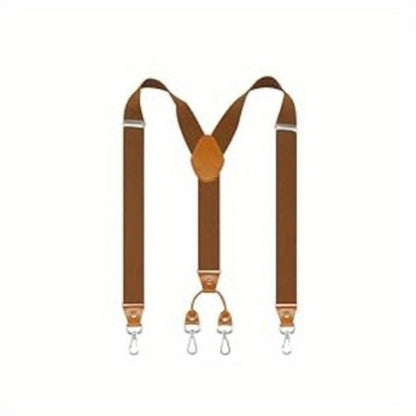 Suspenders - Y-Back Men 1.4 Inch Wide 3 Swivel Hooks Vintage Knit Elastic Adjustable - product detail view 13