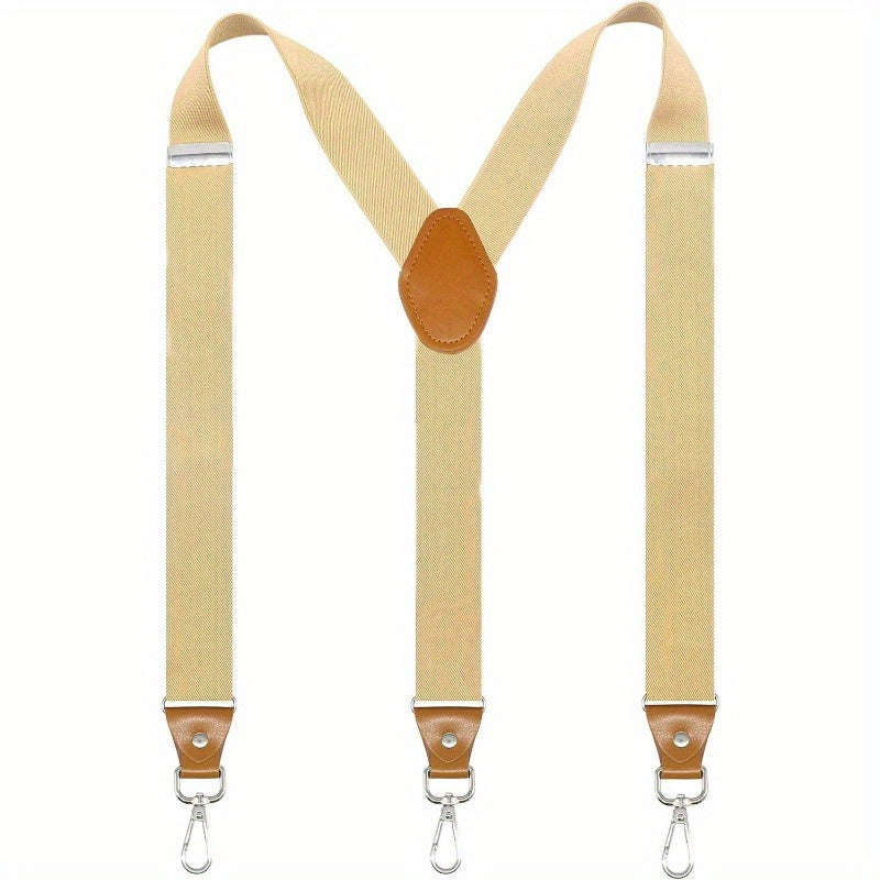 Suspenders - Y-Back Men 1.4 Inch Wide 3 Swivel Hooks Vintage Knit Elastic Adjustable - product detail view 19