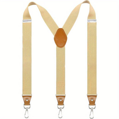 Suspenders - Y-Back Men 1.4 Inch Wide 3 Swivel Hooks Vintage Knit Elastic Adjustable - product detail view 19