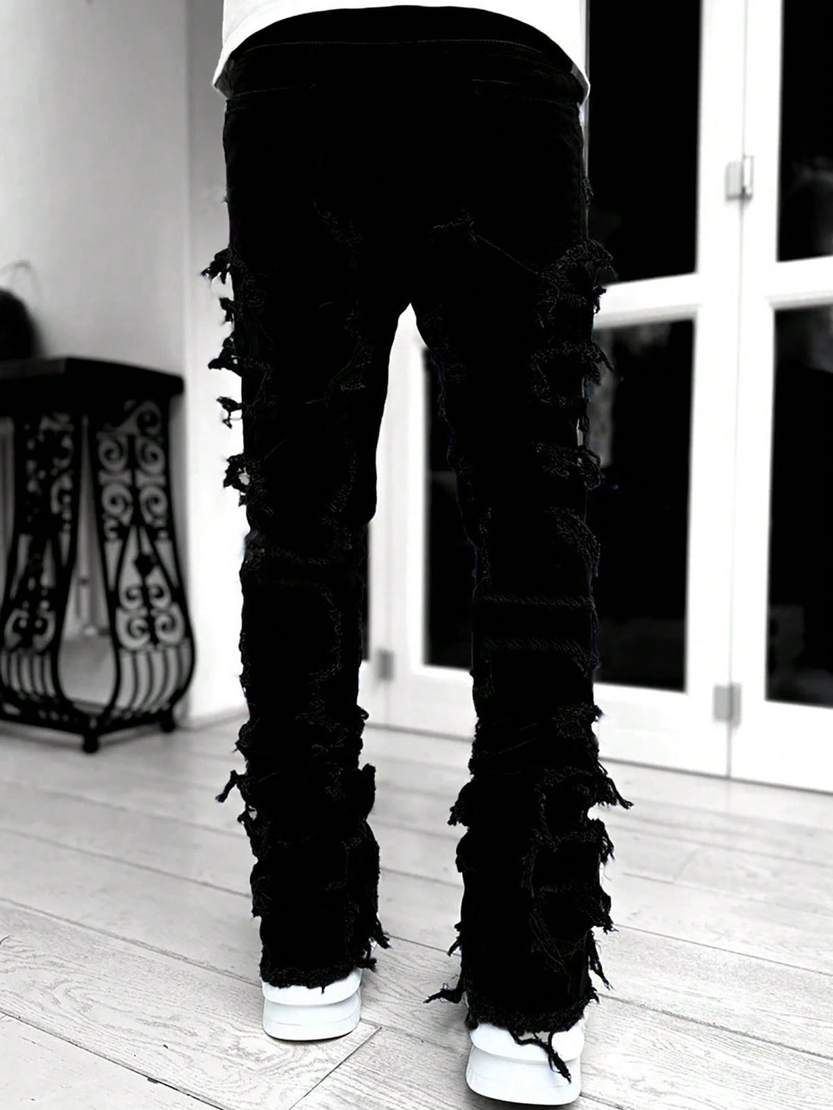 Teen Patchwork Ripped Jeans - Retro Street Slim Fit – view 11