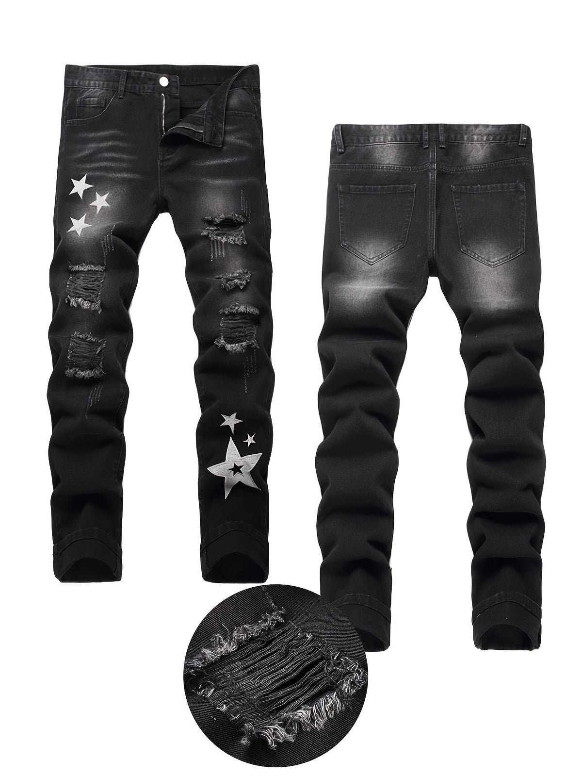 Teen Straight Leg Ripped Jeans - Multicolor Washed Denim – view 8