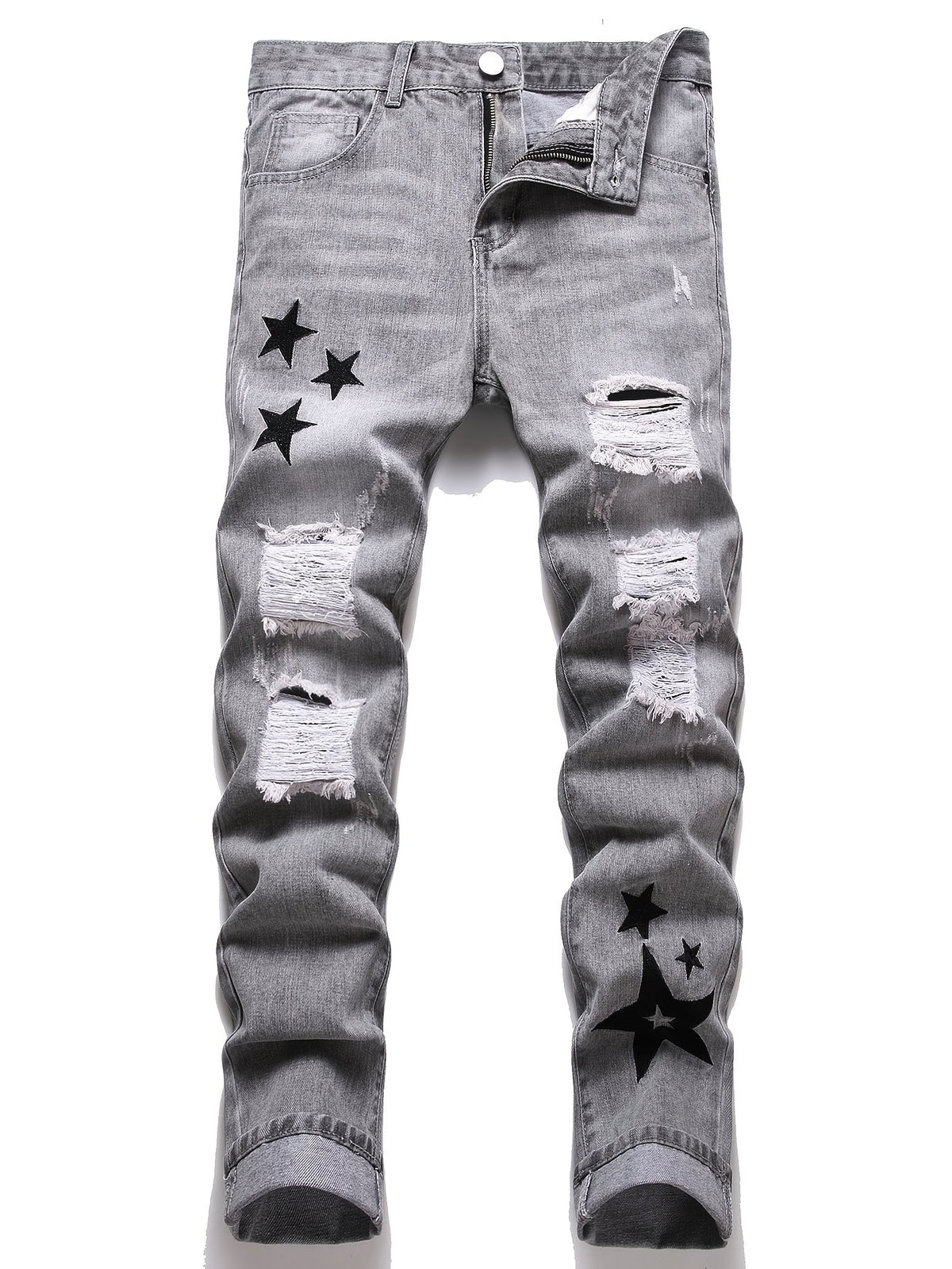 Teen Straight Leg Ripped Jeans - Multicolor Washed Denim – view 10