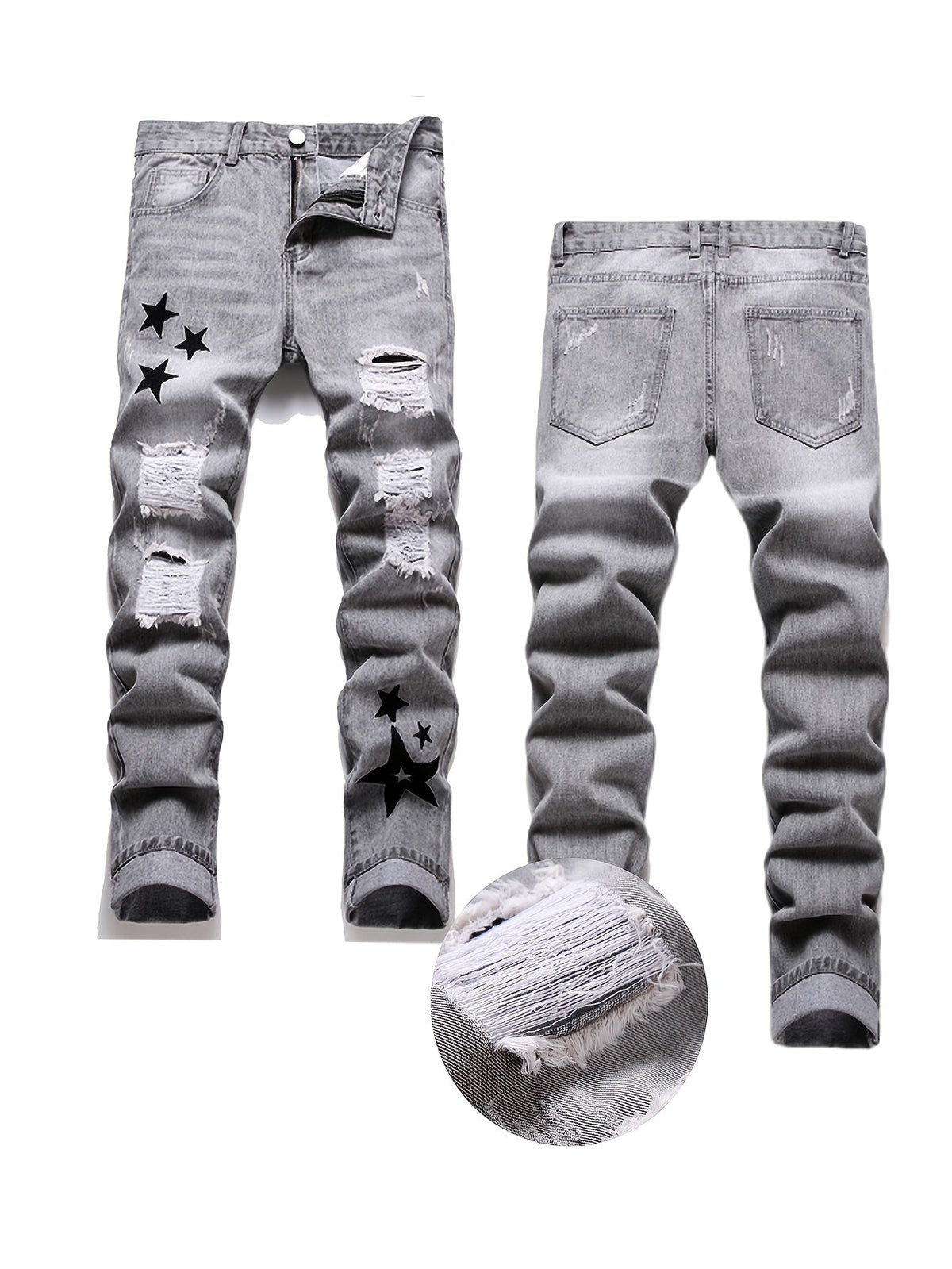 Teen Straight Leg Ripped Jeans - Multicolor Washed Denim – view 12