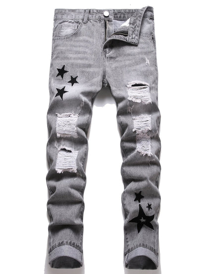 Teen Straight Leg Ripped Jeans - Multicolor Washed Denim – view 13