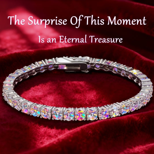 Tennis Bracelet - 5mm Moissanite 925 Sterling Silver - Luxury Gemstone Chain for Women Men - main product view