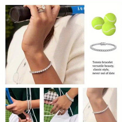 Tennis Bracelet - 5mm Moissanite 925 Sterling Silver - Luxury Gemstone Chain for Women Men - product detail view 11