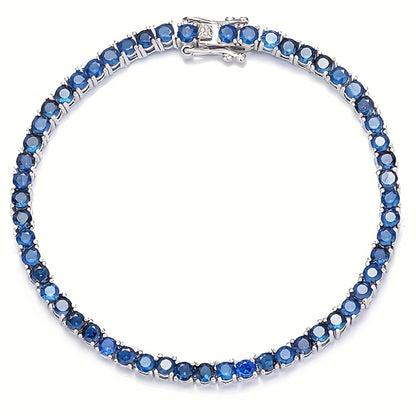 Tennis Bracelet - 925 Sterling Silver Blue Moissanite Elegant Sparkling Gemstone for Women - product detail view 3