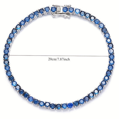 Tennis Bracelet - 925 Sterling Silver Blue Moissanite Elegant Sparkling Gemstone for Women - product detail view 4