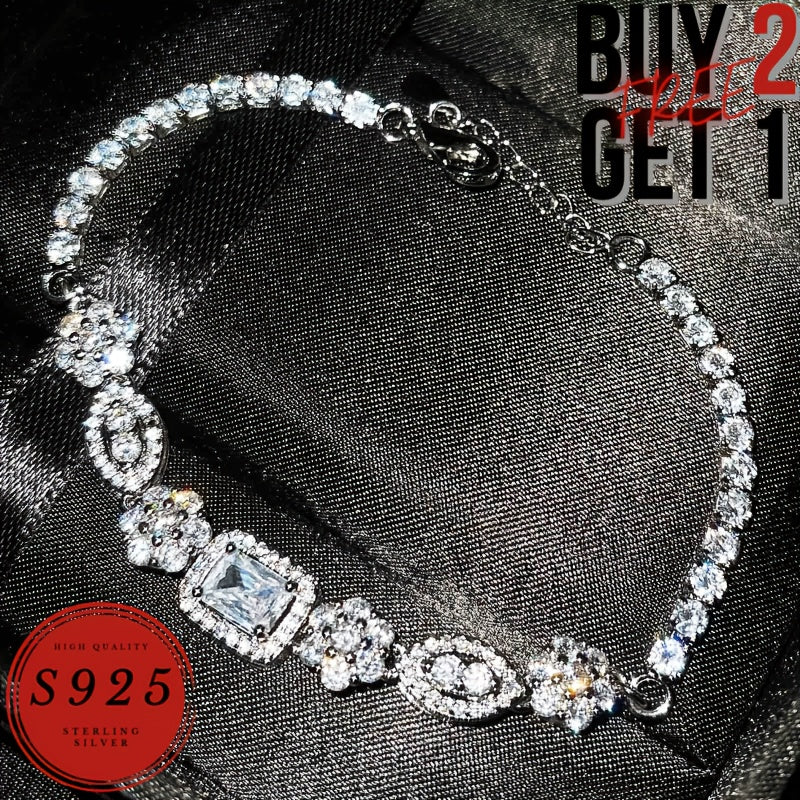 Tennis Bracelet - 925 Sterling Silver CZ Diamond for Women Men - Sparkling Zircon Italy - product detail view 9