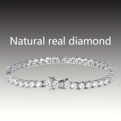 Tennis Bracelet - with Lab Grown Stones - 925 Silver Plated Round Cut Diamond Style for - main product view