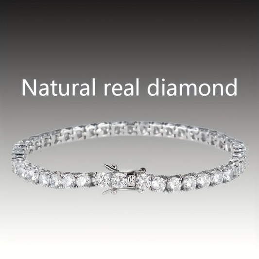 Tennis Bracelet - with Lab Grown Stones - 925 Silver Plated Round Cut Diamond Style for - main product view