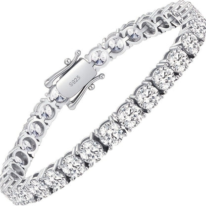 Tennis Bracelet - with Lab Grown Stones - 925 Silver Plated Round Cut Diamond Style for - product detail view 2