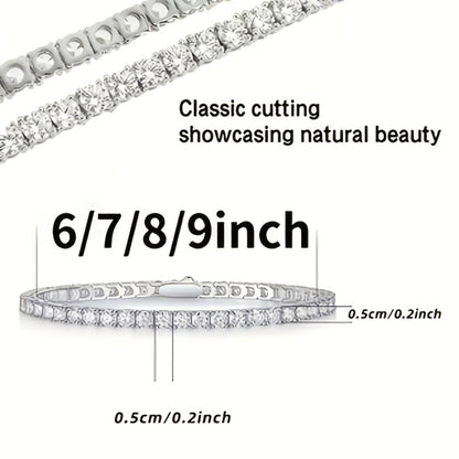 Tennis Bracelet - with Lab Grown Stones - 925 Silver Plated Round Cut Diamond Style for - product detail view 6