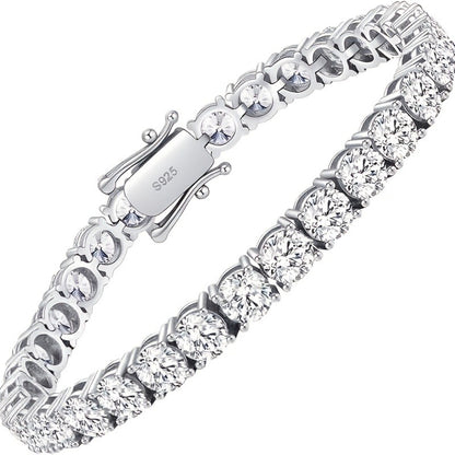 Tennis Bracelet - with Lab Grown Stones - 925 Silver Plated Round Cut Diamond Style for - product detail view 7