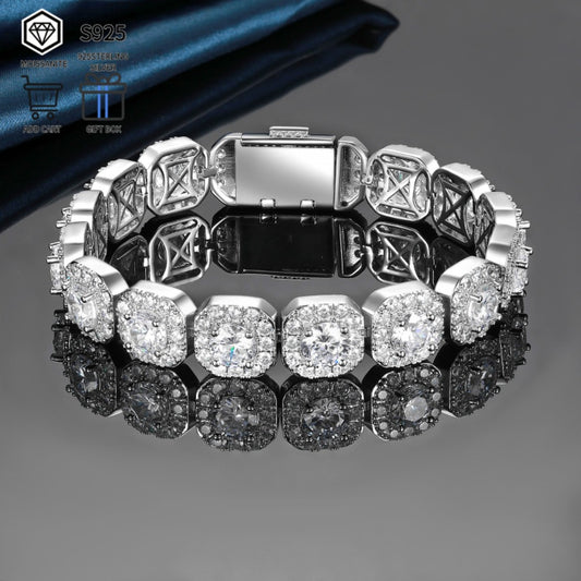 Tennis Bracelet - Moissanite 50 Carats 13 x 2ct Large Stones, Luxury Sparkling Unisex - main product view