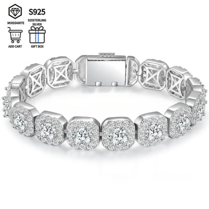Tennis Bracelet - Moissanite 50 Carats 13 x 2ct Large Stones, Luxury Sparkling Unisex - product detail view 2