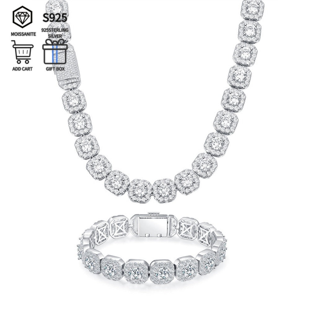 Tennis Bracelet - Moissanite 50 Carats 13 x 2ct Large Stones, Luxury Sparkling Unisex - product detail view 3
