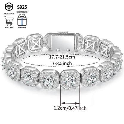 Tennis Bracelet - Moissanite 50 Carats 13 x 2ct Large Stones, Luxury Sparkling Unisex - product detail view 4