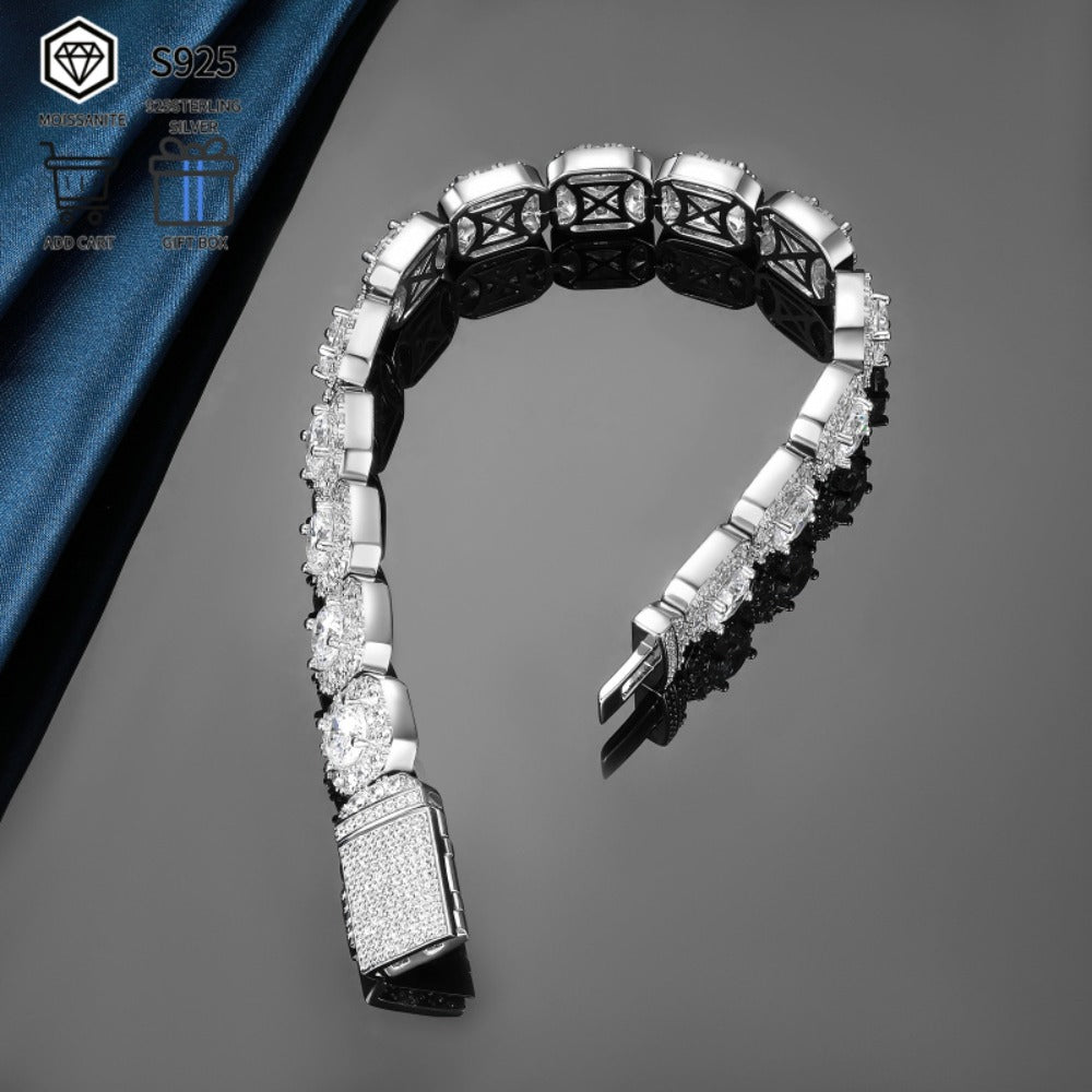 Tennis Bracelet - Moissanite 50 Carats 13 x 2ct Large Stones, Luxury Sparkling Unisex - product detail view 5