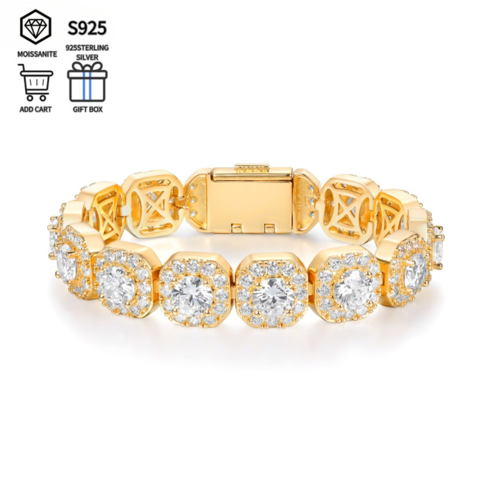 Tennis Bracelet - Moissanite 50 Carats 13 x 2ct Large Stones, Luxury Sparkling Unisex - product detail view 6