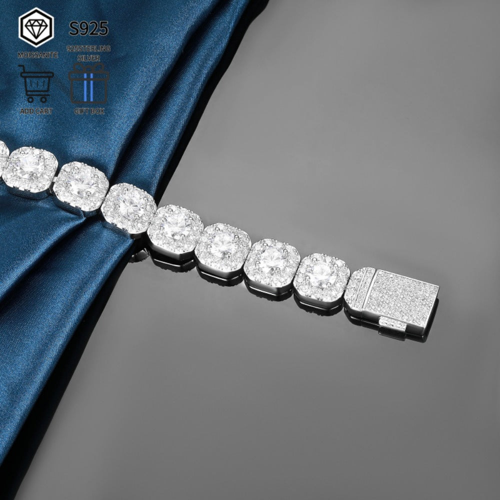 Tennis Bracelet - Moissanite 50 Carats 13 x 2ct Large Stones, Luxury Sparkling Unisex - product detail view 7