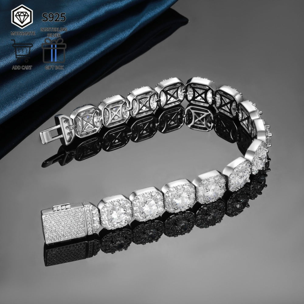Tennis Bracelet - Moissanite 50 Carats 13 x 2ct Large Stones, Luxury Sparkling Unisex - product detail view 8