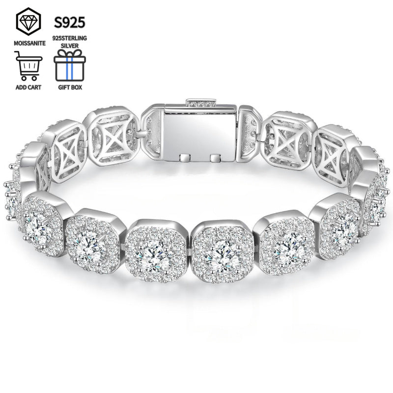 Tennis Bracelet - Moissanite 50 Carats 13 x 2ct Large Stones, Luxury Sparkling Unisex - product detail view 10