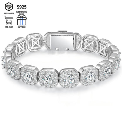 Tennis Bracelet - Moissanite 50 Carats 13 x 2ct Large Stones, Luxury Sparkling Unisex - product detail view 10